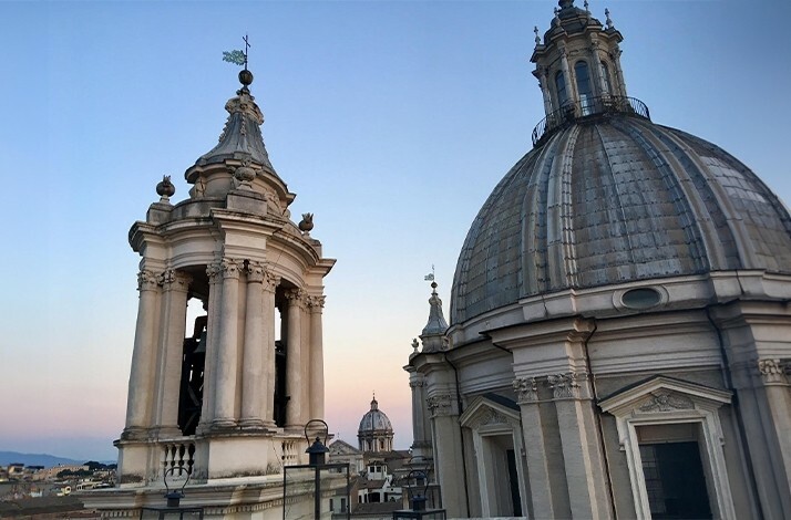 View at Rome over its Baroque style domes.